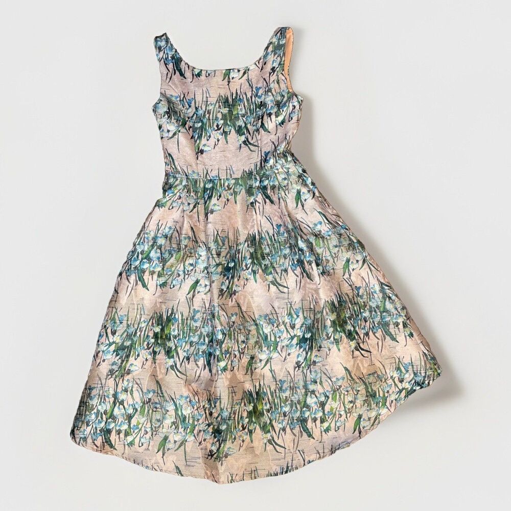 Anthropologie Eva Franco Floral Jacquard Dress 00 Pink Kentucky Derby Wedding - Picture 7 of 13